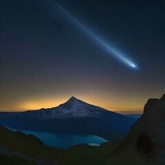Naklejka premium Halley's Comet over a Mountain