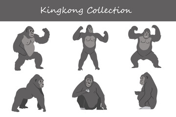 Kingkong collection. Kingkong in different poses. Vector illustration. © Yasier
