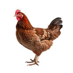 Beautiful Brown Hen Isolated on Transpart Background