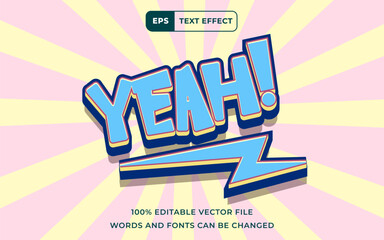 Editable Text effect Yeah! 3D, perfect for banner and poster template