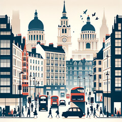 London Cityscape Enchanting Illustration - obrazy, fototapety, plakaty