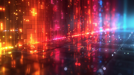 Fototapeta premium Glowing Computer Screen With Bright Lights