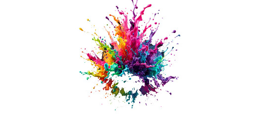 colorful paint splashes on transparent background ai generative,png