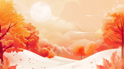 Dive into a gradient background that seamlessly transitions from autumnal oranges to frosty whites, evoking seasonal charm.
