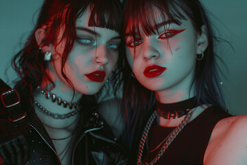 Obraz premium Two goth girls