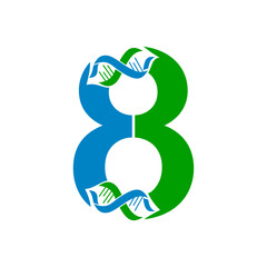 Eight number dna logo template illustration