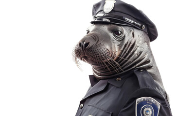 Elephant Seal in Police On Transparent Background.