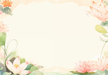 frame with a lotus flowers