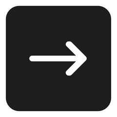Single white arrow on black square background icon - stock vector