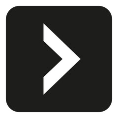 Single white arrow on black square background icon - stock vector