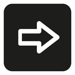 Curved white arrow inside black square icon - stock vector