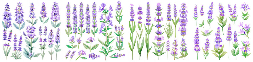 4 pictures, Create beautiful floral designs with lavender flowers. Ideal for wedding invitations, greeting cards and DIY projects. Add elegance to your creations with these elements.