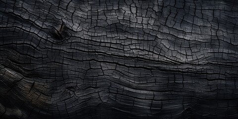 Burnt Wood Textured Background, Charcoal Texture, Firewood with Cracks, Charred Tree Background