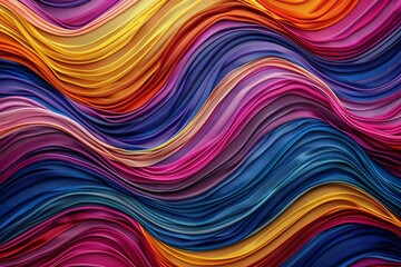 Colorful Textile Background, Vivid Wave Fabric Textured Pattern, Ethnic Wavy Textile, Copy Space