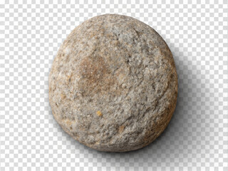 A large flat round rock isolated on PNG transparent background