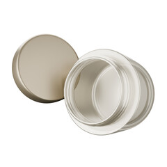 Transparent grey cream facial jar with lid, rendered in 3D.  with a work path. Ideal for advertising signage, product design, sales, and product coding.