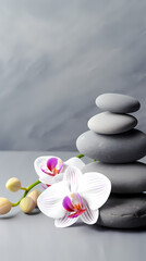 Spa background with stones and flowers