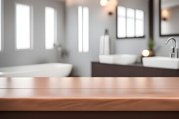 empty table in bathroom 