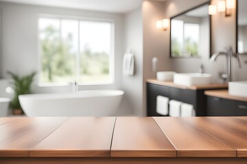 Fototapeta premium empty table in bathroom 