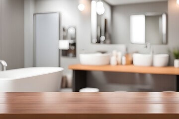 empty table in bathroom 