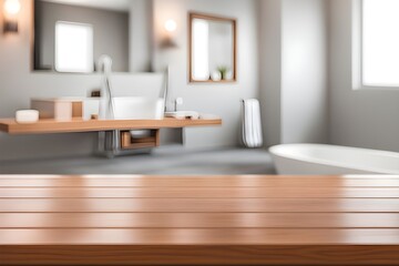empty table in bathroom 