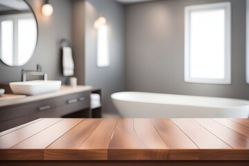 empty table in bathroom 