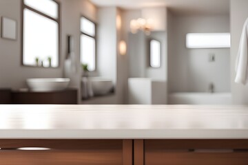 empty table in bathroom 