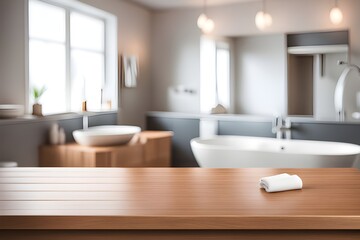 empty table in bathroom 
