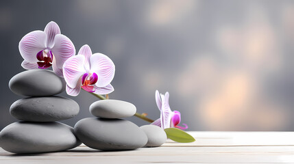 Spa background with stones and flowers