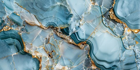 Naklejka premium Serene Blue and White Marble Texture with Gold Veins