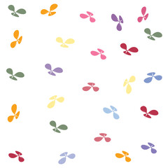 Abstract illustration, white background with multi-colored floral pattern