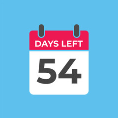 54 days to go countdown template. 54 day Countdown left days banner design. 54  Days left countdown timer
