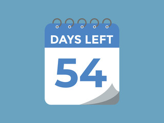 54 days to go countdown template. 54 day Countdown left days banner design. 54  Days left countdown timer
