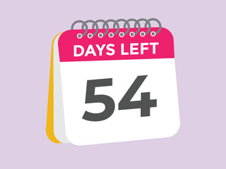 54 days to go countdown template. 54 day Countdown left days banner design. 54  Days left countdown timer
