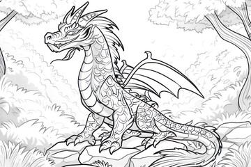 Dragon Character For Coloring Page, Creative Coloring Experiences.