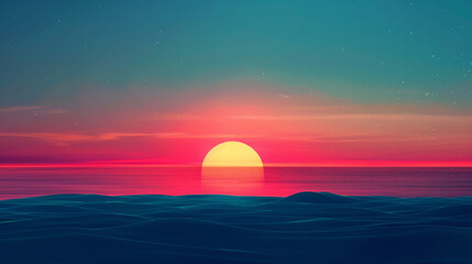 Develop a minimalist poster design with subtle imagery and typography against the colorful sunset gradient.
