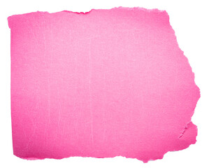 Isolated cut out torn piece of blank pink paper note cardboard with texture and copy space for text...