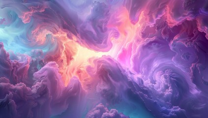 Obraz premium Abstract Bright pink and blue clouds in surreal digital art, Generative AI