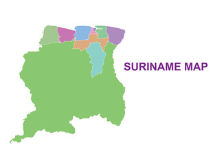 Suriname Outline with Districts