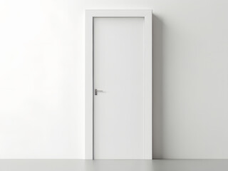 White door mock up isolated on white background, copy space