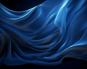 Fototapeta premium Flowing dark blue fabric simulation with embedded glowing particles, smooth and ethereal movement