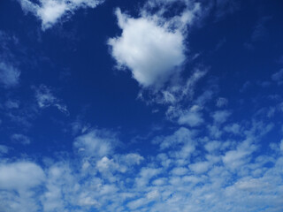 Beautiful cloud shapes on a blue summer sky using as natural background