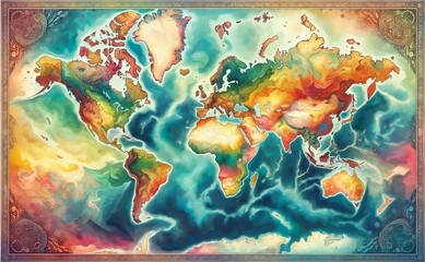 Watercolor map of the world
