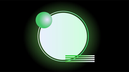 Bright glow green light with circle frame over dark black background