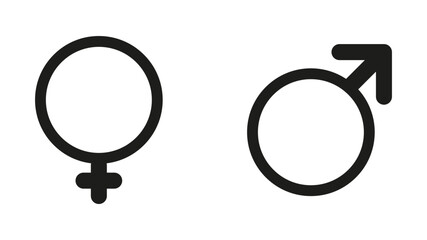 Black male and female gender symbols isolated - stock vector svg