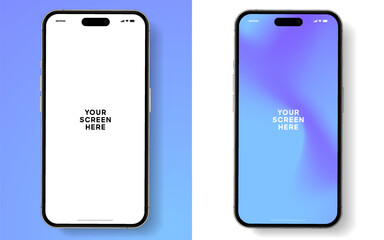 Realistic smartphone mockup. Mobile phone vector with isolated on white background. Device front view. 3D mobile phone with shadow. Realistic, high quality smart phone mockup for ui ux presentation.