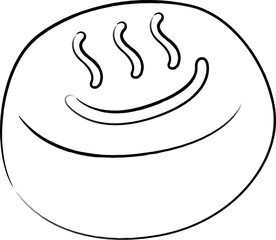 筆書き和菓子食べ物単品アイコン　温泉まんじゅう