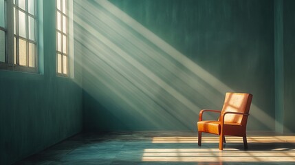 Background with chair in room, dramatic lighting, AI-generative