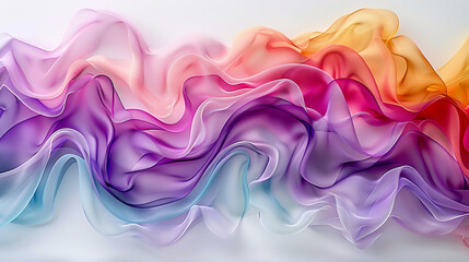 A captivating display of vibrant multicolor waves cascading over a clean white canvas, accented with hints of lavender for a soft and elegant touch, all captured in vivid HD detail 