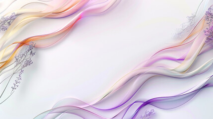  A captivating multicolor wavy background sweeping across a blank white canvas, adorned with soft lavender accents, creating a serene and visually appealing composition